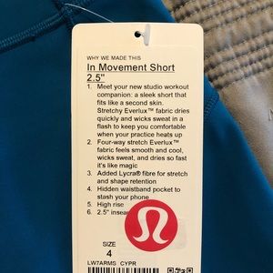 In Movement Shorts 2.5” size 4